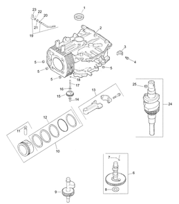 Kohler Engine Crankshaft And Crankcase Diagram and Parts List for LT1018 13AB11CG710-13AB11CG712-13AL11CG710-13AL11CG712-13AX11CG710-13AX11CG712 Cub Cadet Lawn Tractor